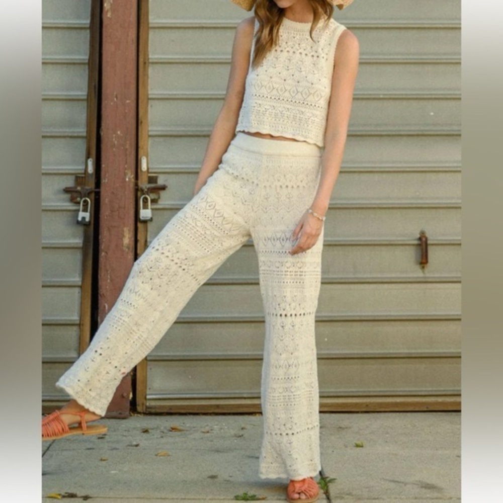 House of Harlow 2 piece Crochet Pant Set SZ L - Picture 4 of 4